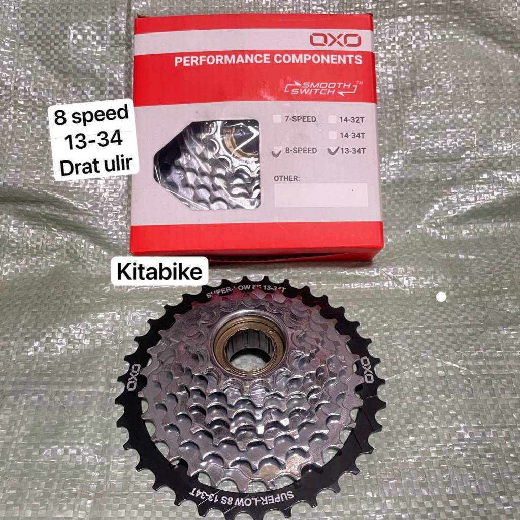 Gear Sprocket Freewheel Drat ulir 8 Speed 13-34 Megarange Chrome