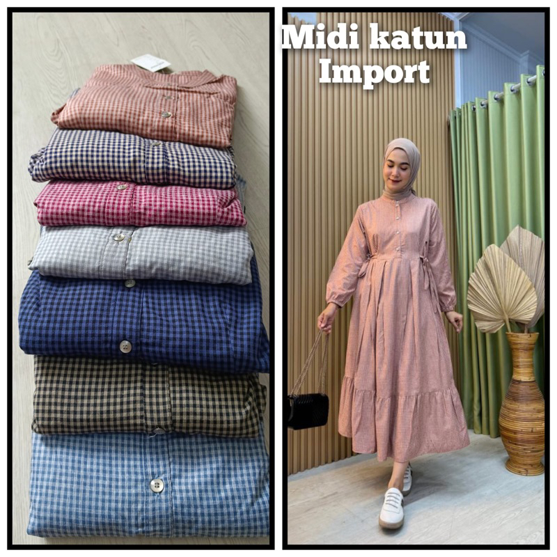 midi dress katun import by mumtaza