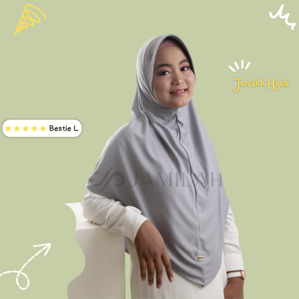 JAMILAH HIJAB | BESTIE L JILBAB INSTAN PET BERGO CASUAL POLOS SIZE L