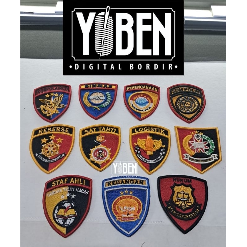 yoben bordir - bordir logo atribut polri / brevet polri bordir timbul /bordir3d
