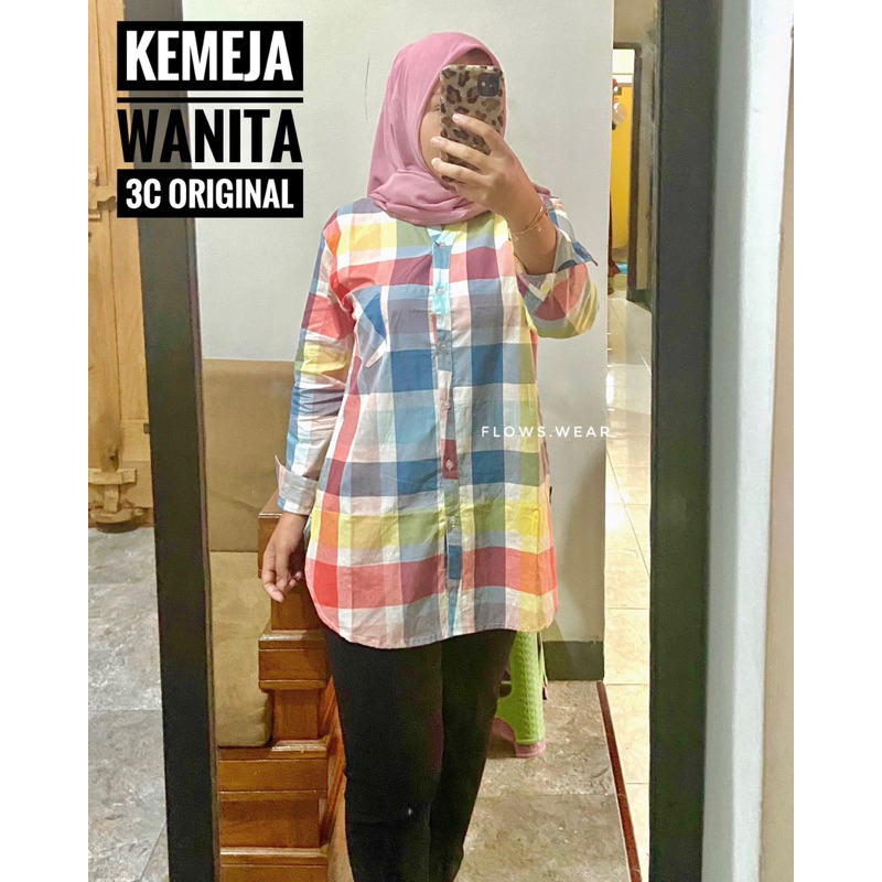 KEMEJA WANITA KATUN KOTAKKOTAK / TUNIK KATUN PEREMPUAN / KEMEJA WANITA KOTAK