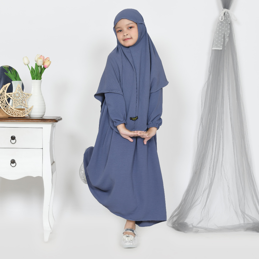 Gamis Syar'i Anak AJWA set by SAMADU Gamis Anak Set Hijab Terbaru Pakaian Anak Muslim Perempuan 1-12