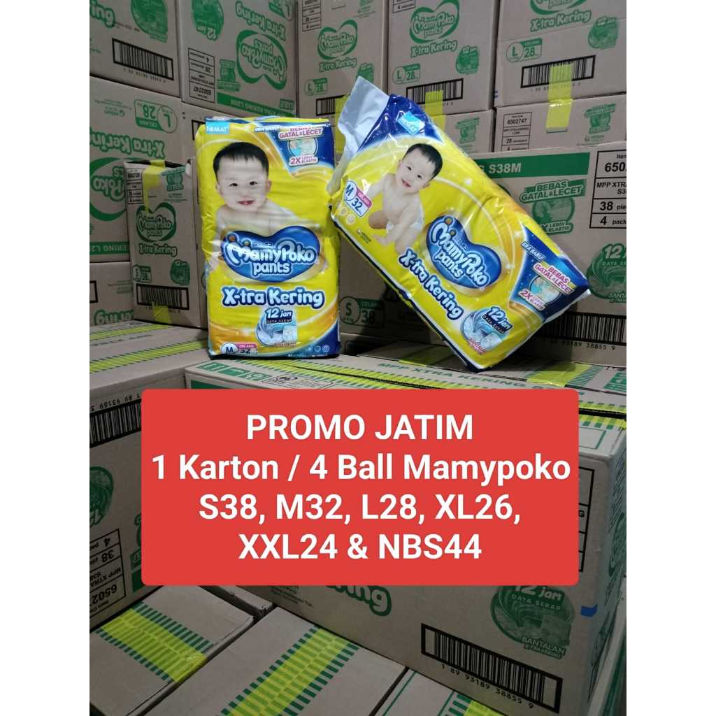 (JATIM) 1 KARTON / 4 BALL MAMYPOKO PANTS XTRA KERING S38, M32, L28, XL26,XXL24