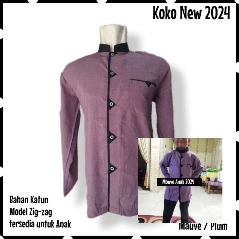 BAJU KEMEJA KOKO DEWASA AYAH ANAK KERAH POLOS LENGAN TANGAN PANJANG Zanaka WARNA DUSTY UNGU PURPLE P