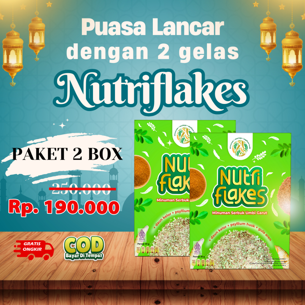 

Nutriflakes Sereal Umbi Garut Atasi Asam Lambung, Maag, Gerd - 2 Box Sudah Bpom