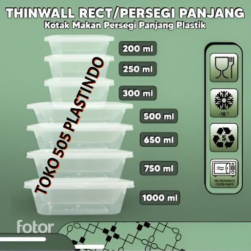 THINWALL RECTANGLE / Kotak makan plastik BOX MIKA THINWALL WADAH + TUTUP TERMURAH ISI 25PCS Thinwall