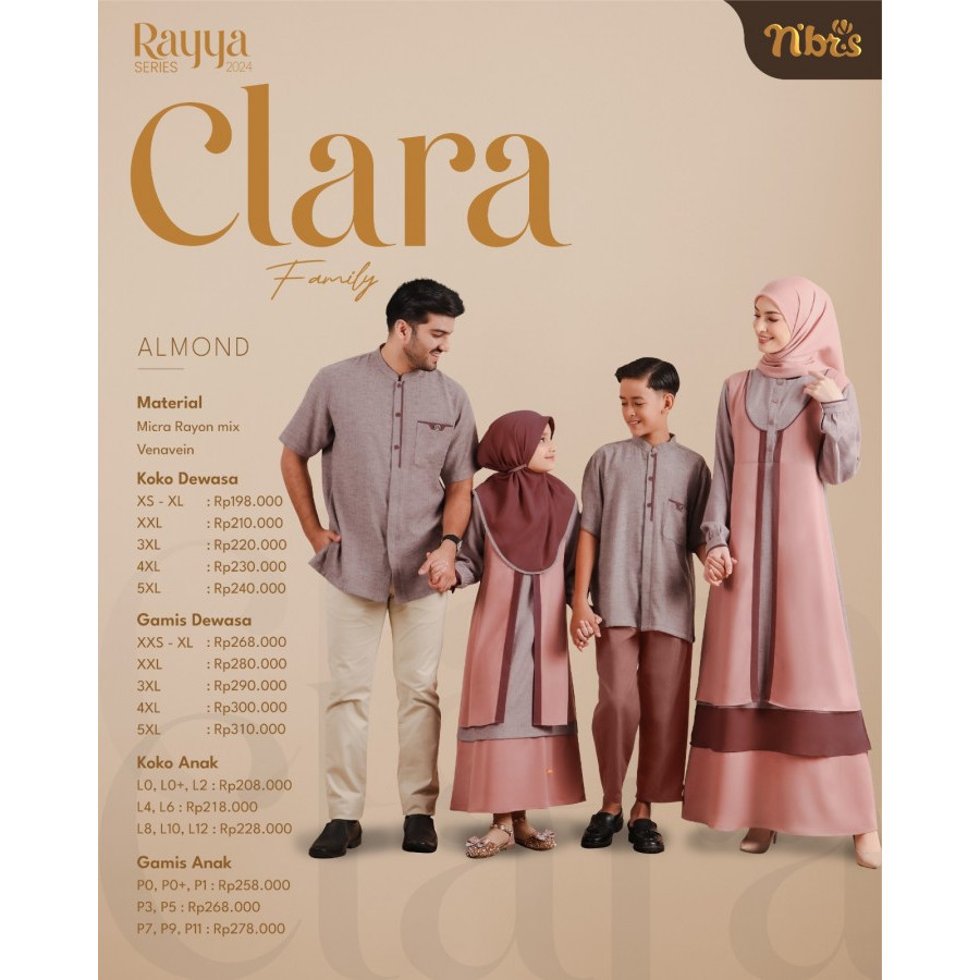 Rayya series Nibras Clara 2024 Sarimbit rayya series Nibras CLARA ALMOND Nibras