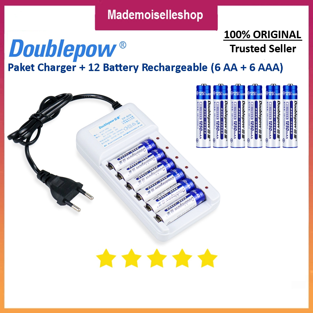 Doublepow Paket  Battery & Charger AA DP-B06 + 12 Battery  Rechargeble (6 AA 1200mAH + 6 AAA 1250mAH