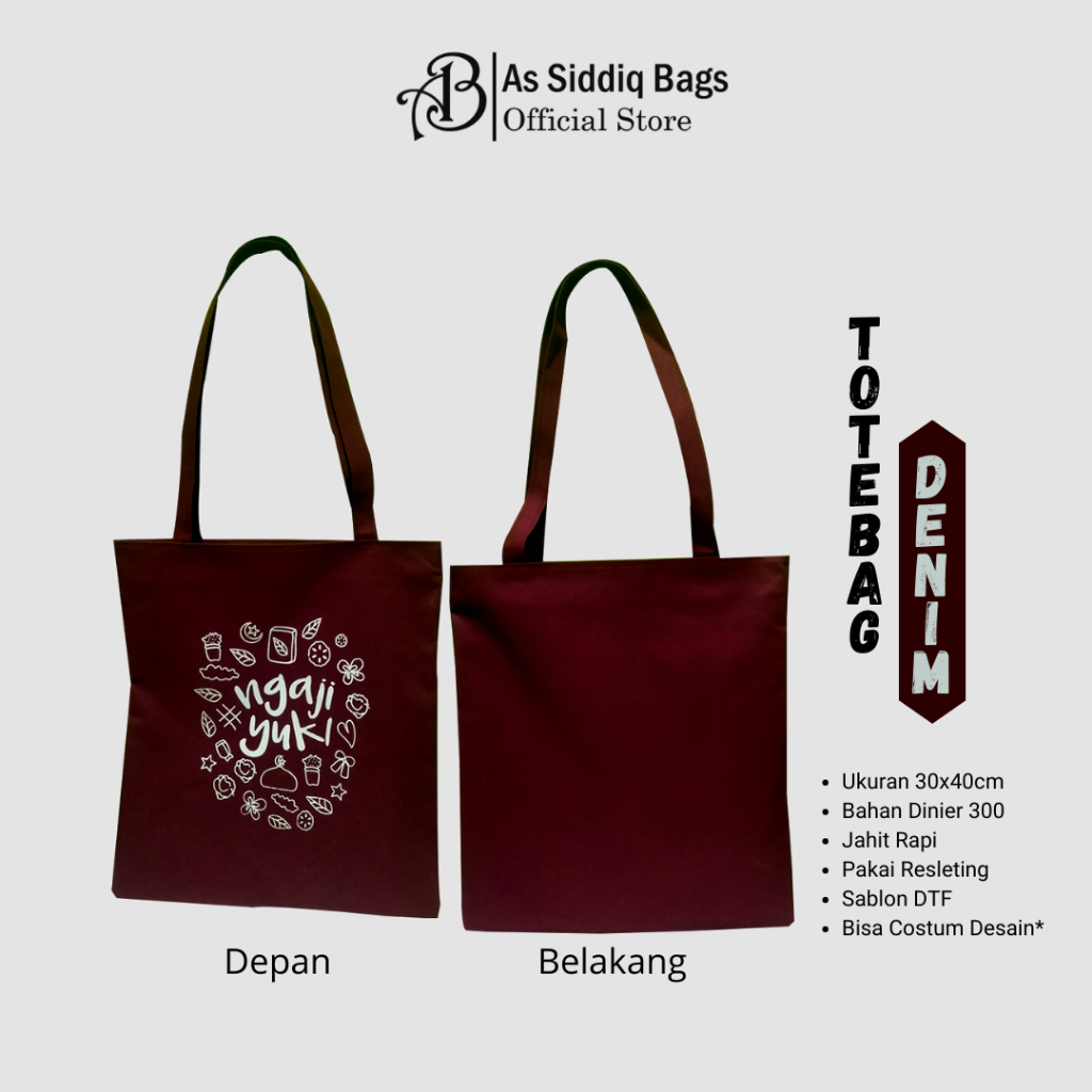 Totbag Resleting Sablon DTF Denim D300