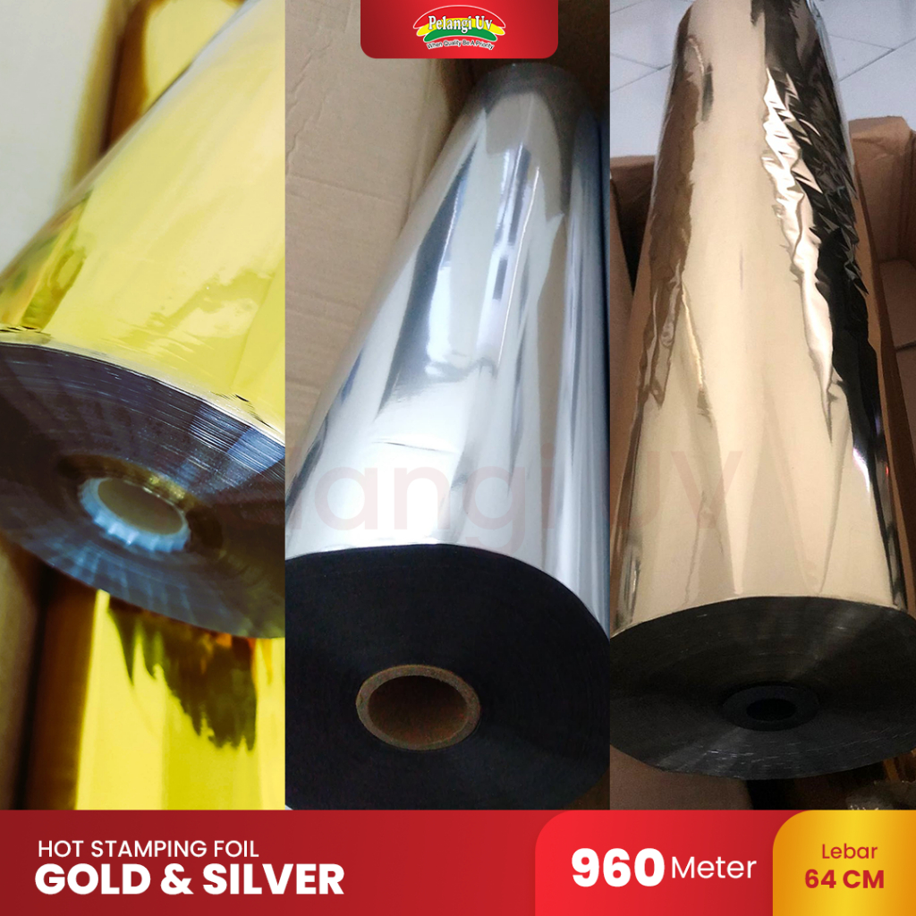 

Hot Stamping Foil Silver Gold / Hot Print Foil Silver Gold Ukuran 960m - Pelangi UV