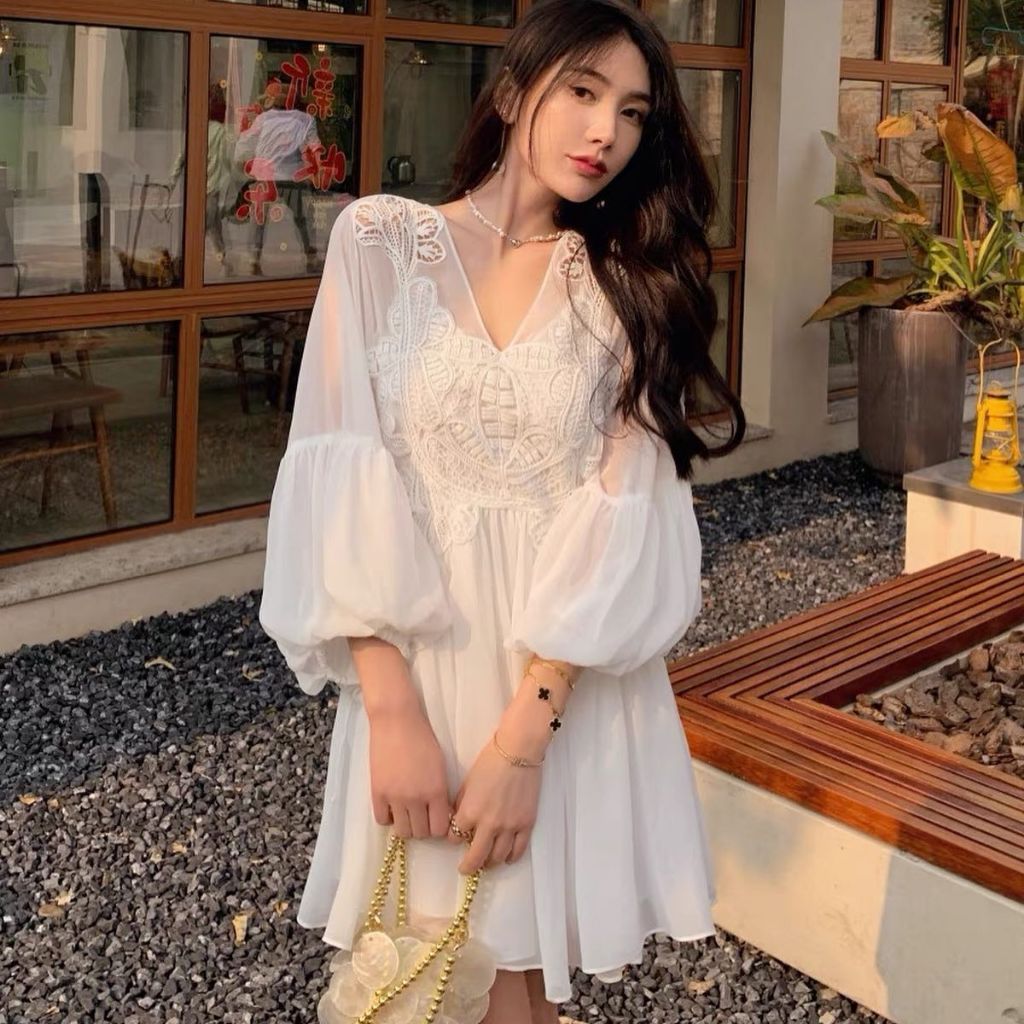 𝐑𝐄𝐀𝐃𝐘 𝐒𝐓𝐎𝐂𝐊 𝐒𝐀𝐅 - ZHAO LUSI white mini dress woman premium / korean summer dress / beachwear bali / 