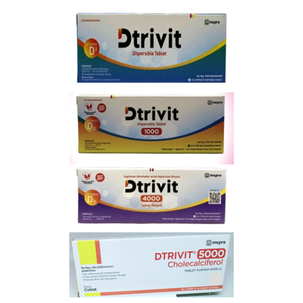 Dtrivit D3 / Vitamin D3 400 IU / 1000 IU / 4000 IU / 5000 IU Box 30 Tablet