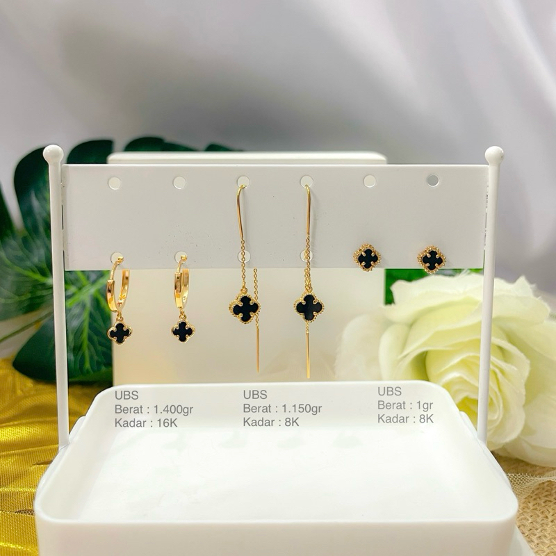 Perhiasan Anting Emas Black Clover UBS 8k/375 dan 16k/700