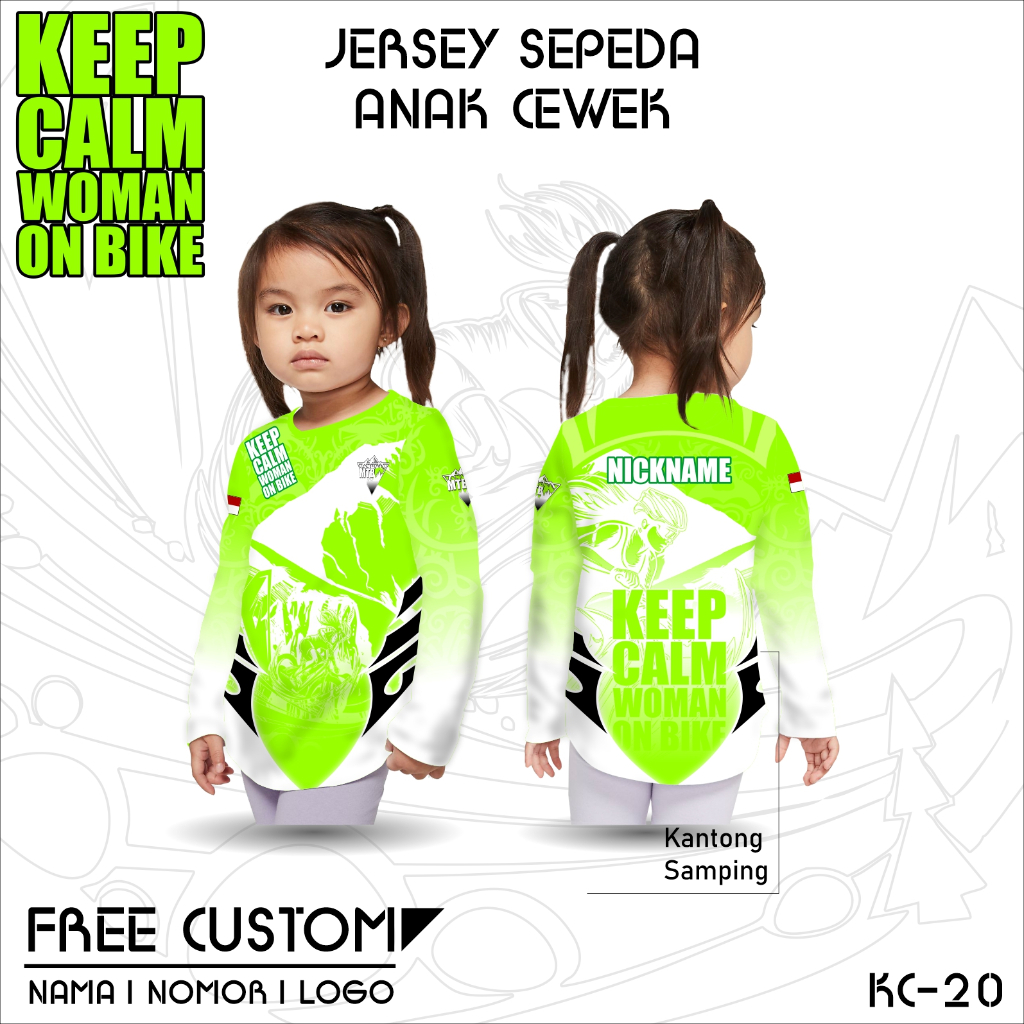 Kaos jersey sepeda anak cewek baju gowes on bike kantong samping panjang