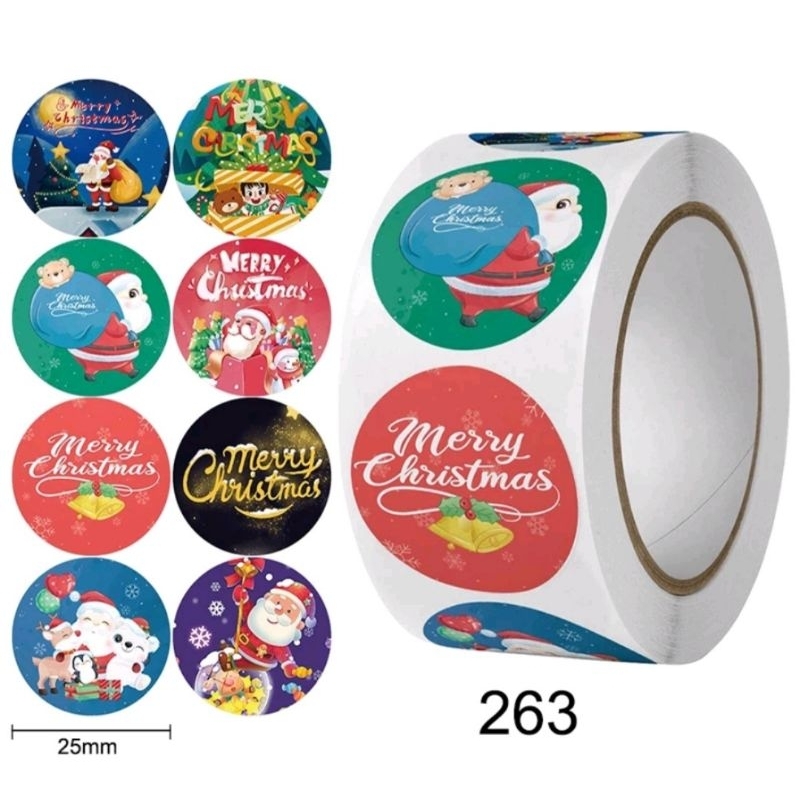 

ROLL kode263 Stiker Merry Christmas | Stiker Label Natal Sticker kemasan toples