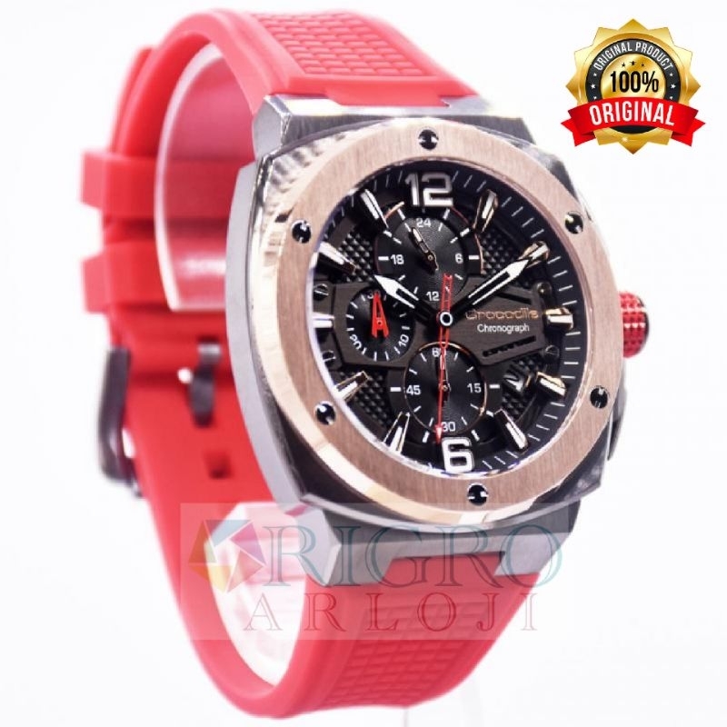 Jam tangan pria CROCODILE CM-047G34J Original garansi resmi - Red
