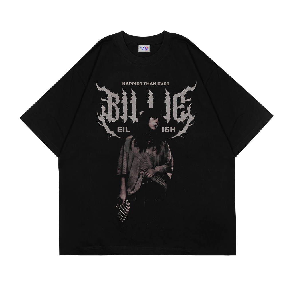 YOUNG.CLUB | KAOS BAJU BILLIE EILISH HAPPIER THAN EVER | T-SHIRT OVERSIZE HITAM STYLE Y2K VINTAGE BO