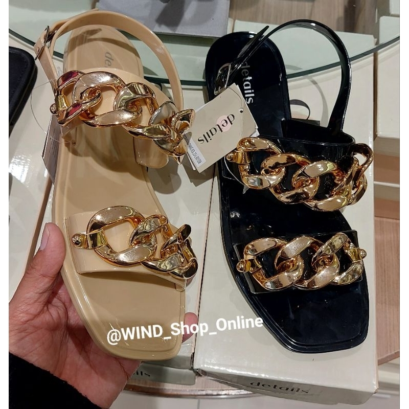 Details Sandal slop wanita dengan hiasan rantai kepang Size 36-40