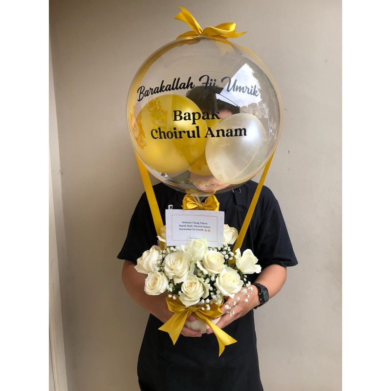 TERIMA ORDER DI HARI YG SAMA Ballon PVC Rangkaian Bunga Segar Balon Bloombox Vase Mawar Roses Hadiah