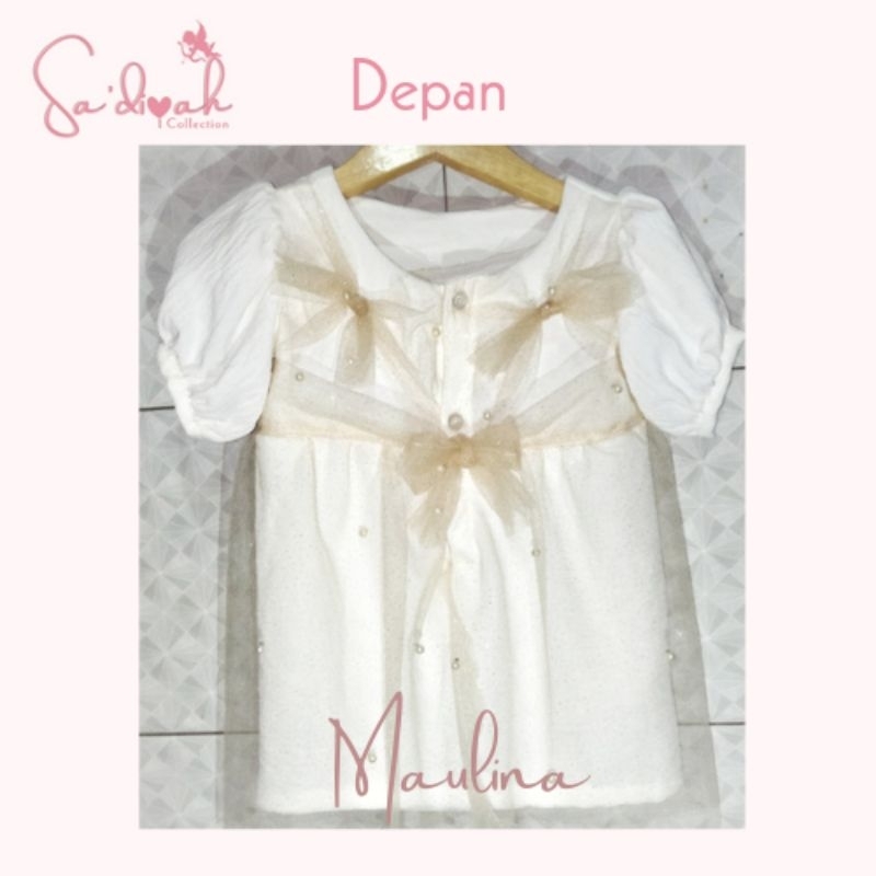 Maulina Dress - Baju Bayi Elegan Broken White - Sadiyah Collection