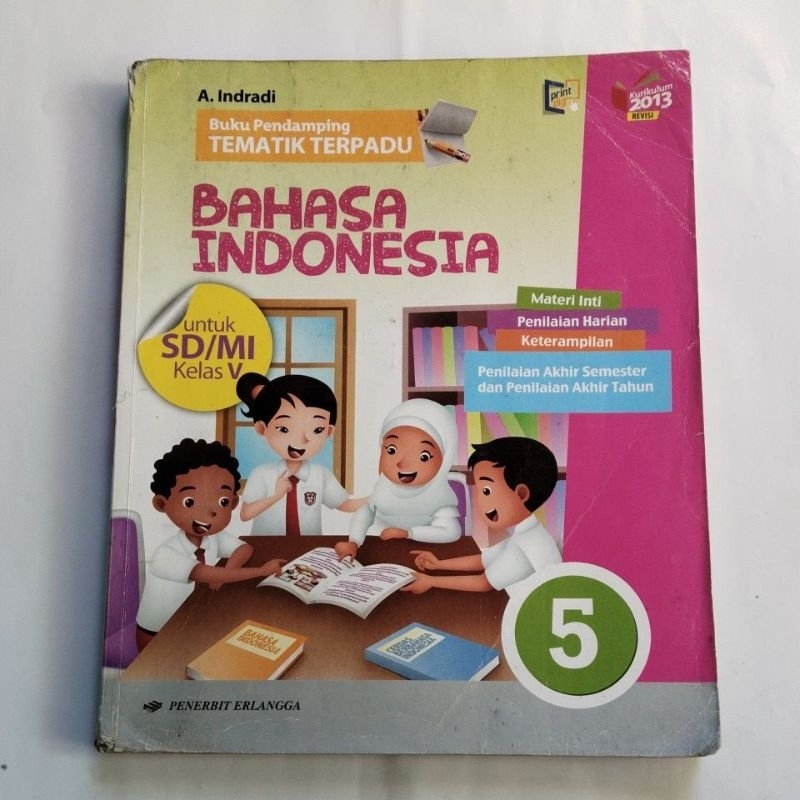BUKU ORI BUKU PENDAMPING TEMATIK TERPADU BAHASA INDONESIA KELAS 5 SD PENERBIT ERLANGGA EDISI REVISI