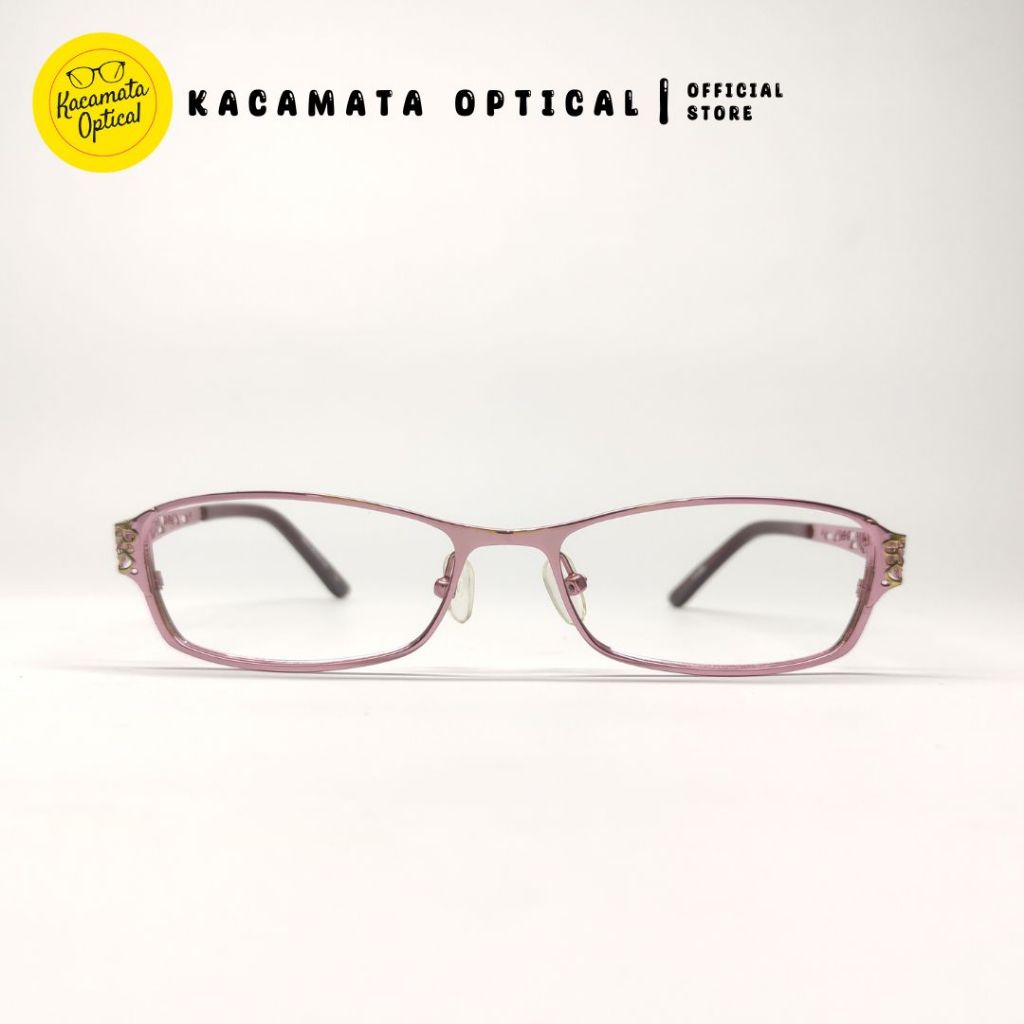 KACAMATA OPTICAL - Frame KMO8824 Kotak Pink Besi Plastik