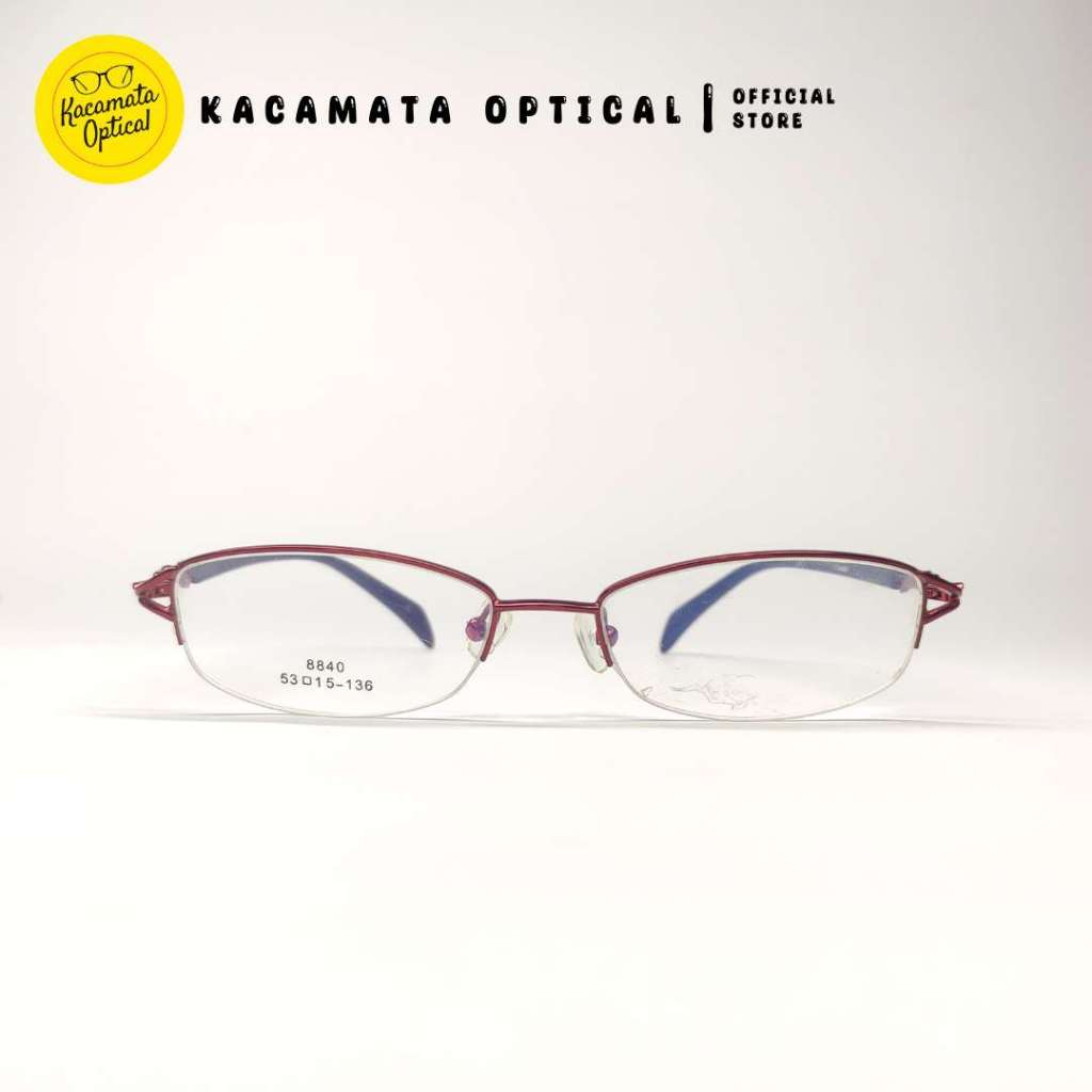 KACAMATA OPTICAL - Frame KMO8840 Half Frame Merah Besi Plastik