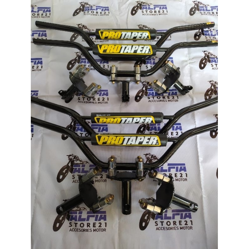 Paketan stang motor Protaper custom model trail dan dudukan adaptor untuk semua jenis motor Honda Ya