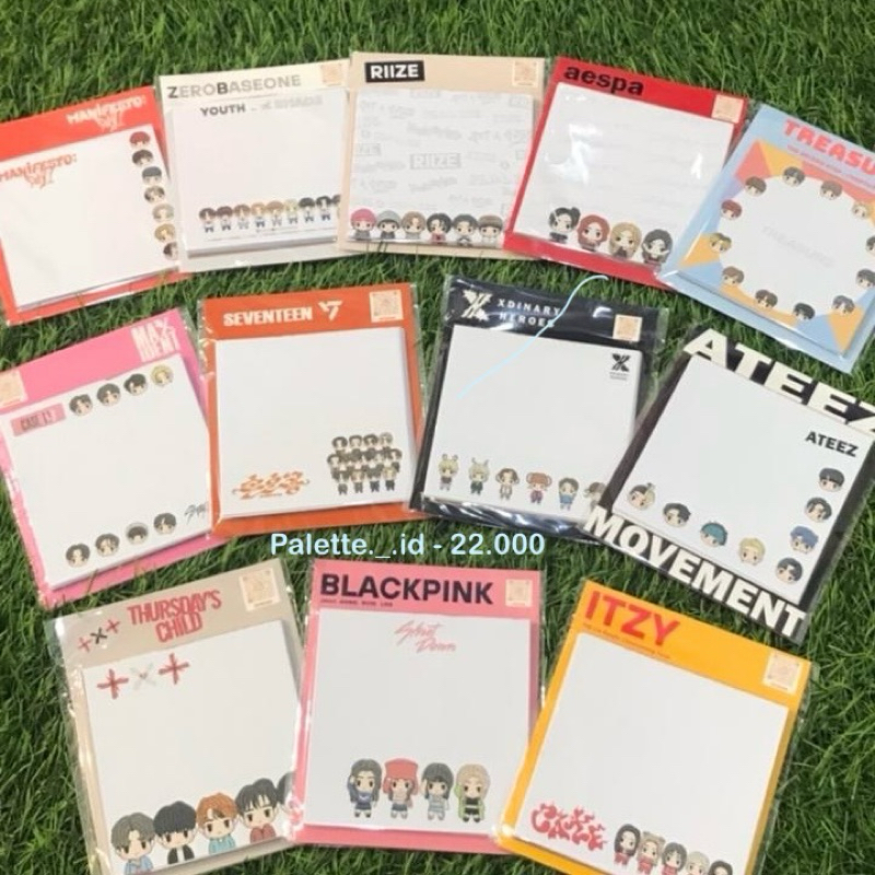 

memopad kertas tulis kpop group zeroonebase seventeen black pink txt stray kids itzy ateez treasure aespa