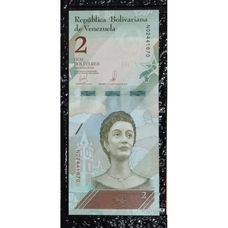 duit kertas kuno asli venezuela 2 bolivares kondisi baru gress unc matauang lama untuk koleksi dan i