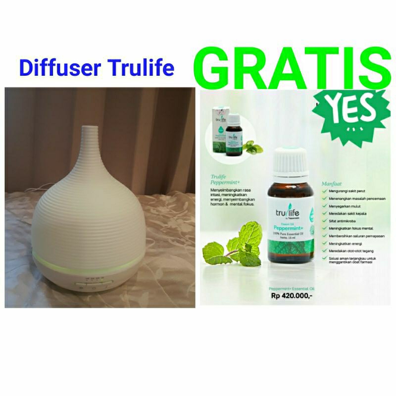 Diffuser Difuser Trulife Tupperware gratis peppermint essential oil