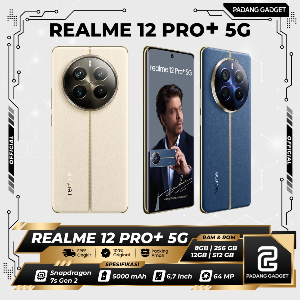 Realme 12 Pro+ 5G 12/512 GB Original New Bersegel Resmi Smartphone Hp Android Garansi Resmi Gaming