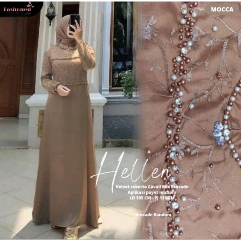 [ Cod ] Gamis Hellen Dress Pesta Muslimah Belle Maxy | Gamis Tiara Dress Pesta Kondangan | Dress Kon
