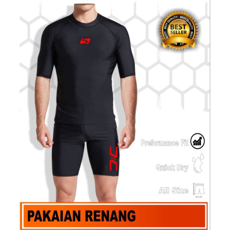 Baju renang lengan pendek short renang dalaman olahraga pria wanita
