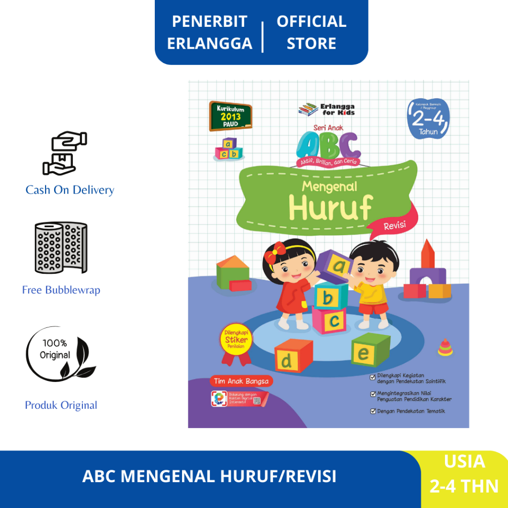 [Erlangga Official] Buku Teks Tk: Abc Mengenal Hurus Revisi