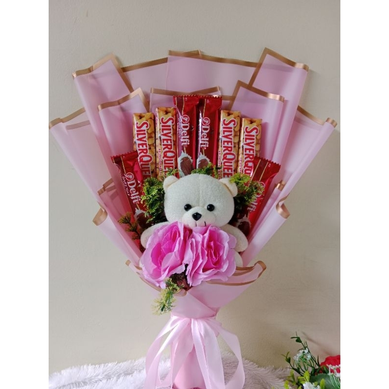 bucket coklat cantik / bucket boneka hadiah valentine, ultah, anniversary, graduation Gak PO