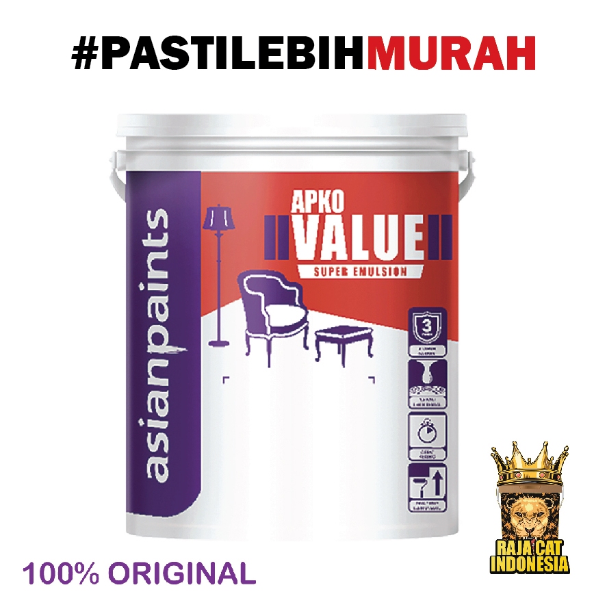 Cat Tembok Plafon Interior Asian Paint Apko Value Putih Bersih 5 Kg
