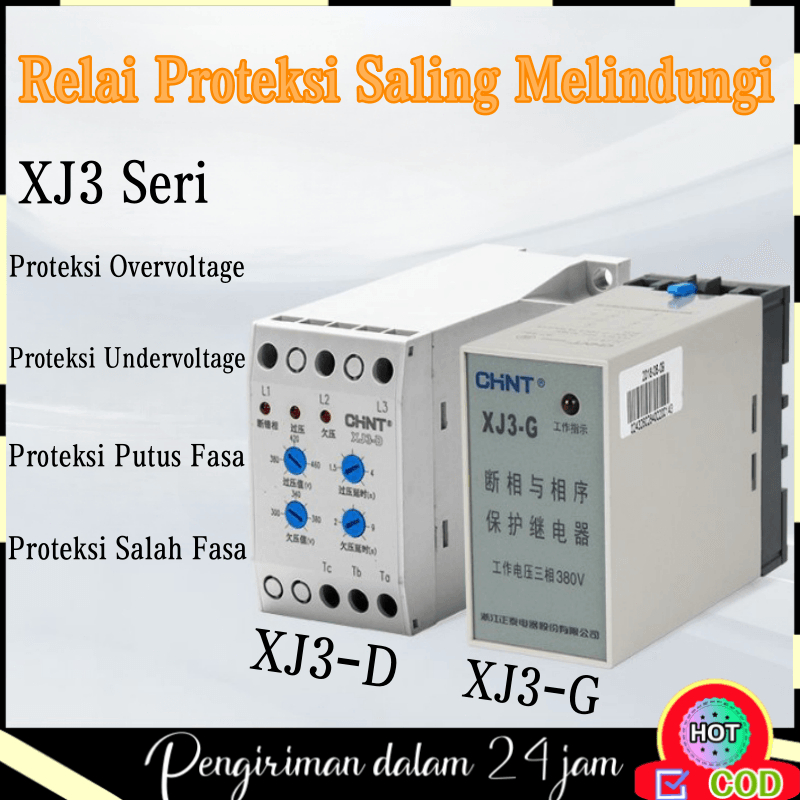 Chint XJ3-D Chint Xj3D 380V AC Over Under Voltage Protector Phase Failure Relay Barang Asli Original