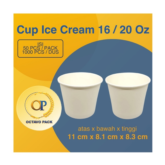 Paper Ice Cream Cup 16 / 20 Oz Polos / Gelas Kertas Es Krim / Soup Cup 16/20 Oz