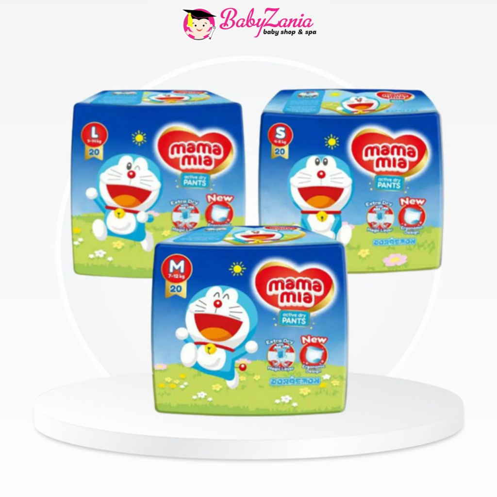 Mamamia Pants Popok Doraemon | Popok Celana Bayi | Daya Serap Tinggi, Anti Iritasi & Anti Ruam