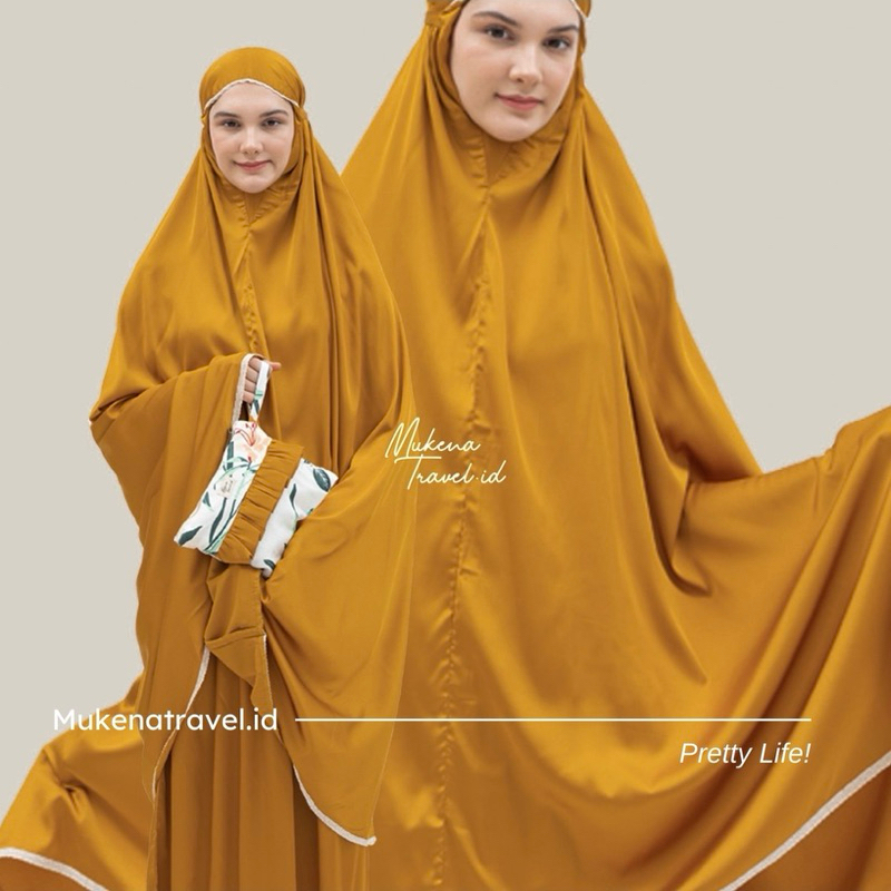 Mukena Premium Silk Mustard Gold | Prayer Set Pretty Silk | Mukena Traveling