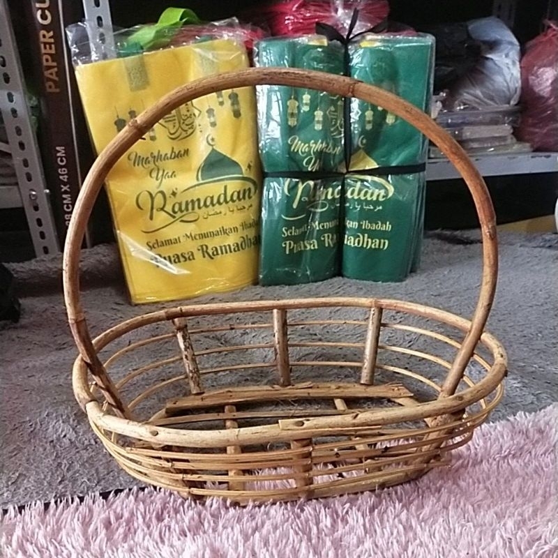 

keranjang parcel hampers lebaran rotan oval