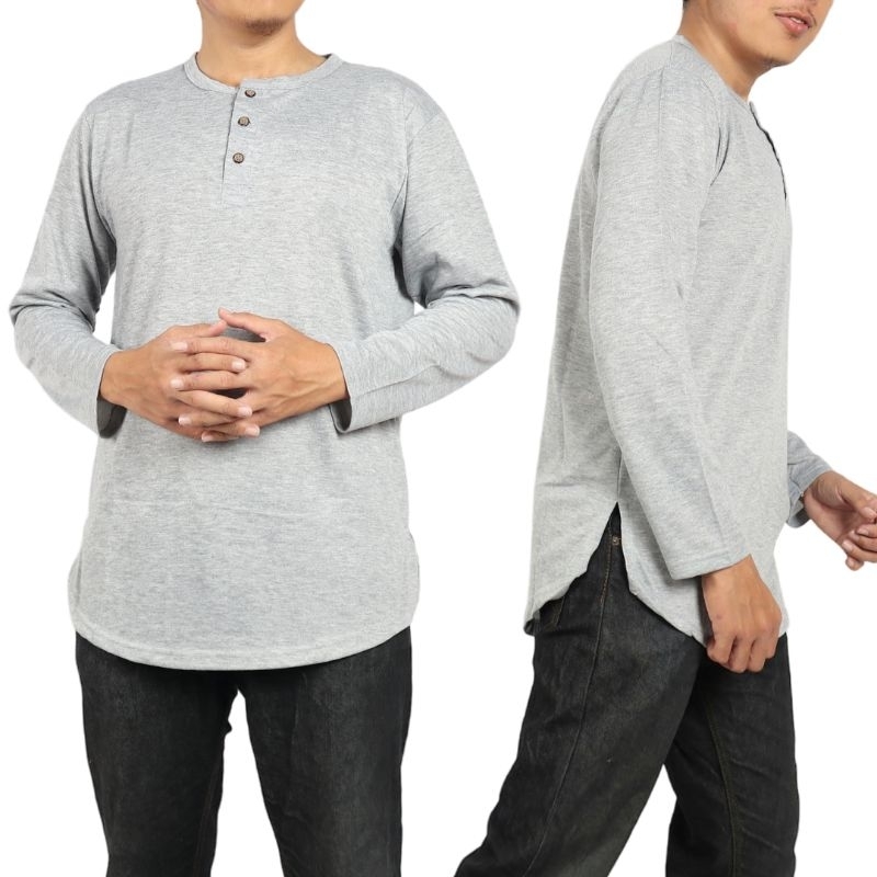 Kaos Koko Kurta Pakistan Lengan Panjang Pria Dewasa Original/Baju muslim Pria Dewasa Koko Bahan Teba