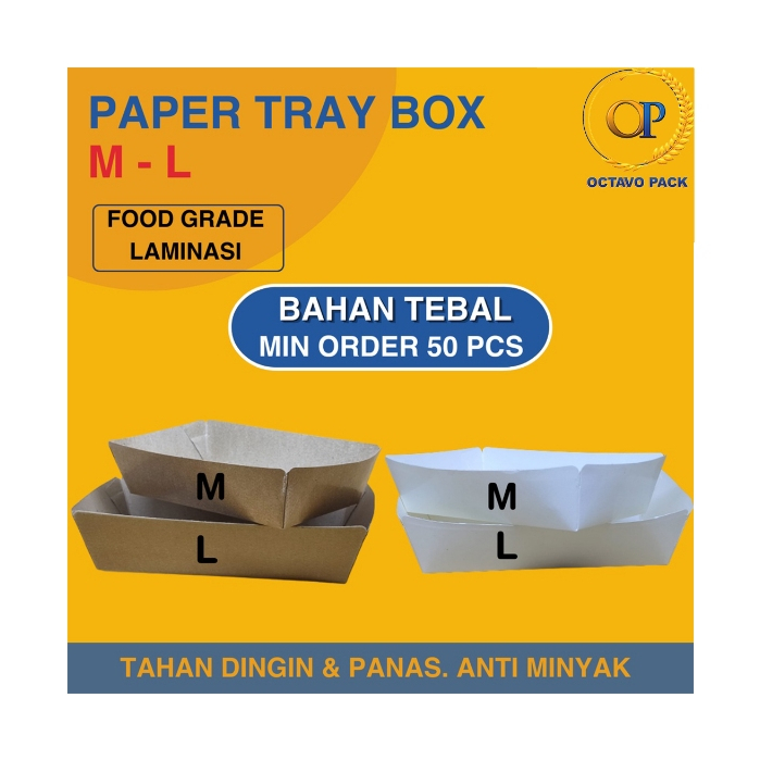 Paper Tray Polos / Paper Tray Kraft / Paper Tray Size M L / Piring Kertas / Paper Tray Makanan / Foo