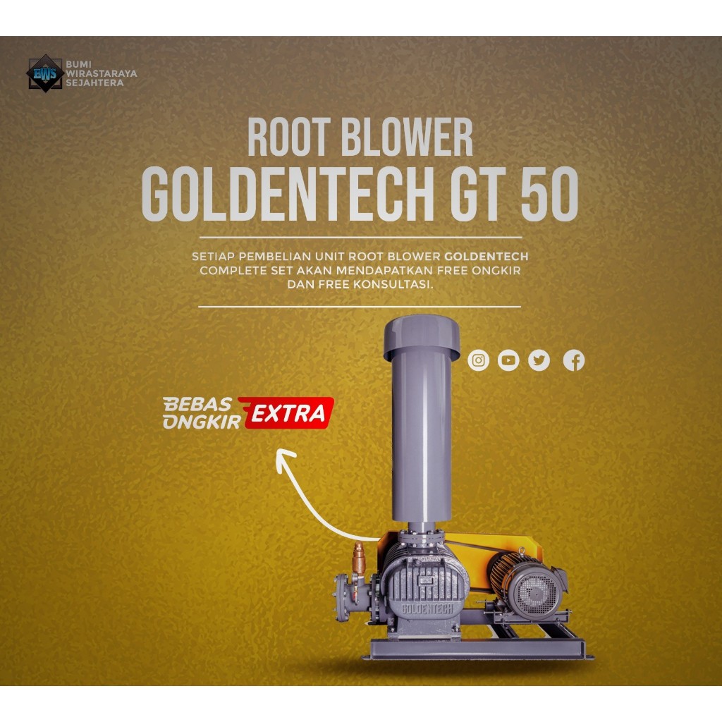 Root Blower Goldentech GT 065 7,5Hp Aerasi Tambak Nila Ipal Longtech