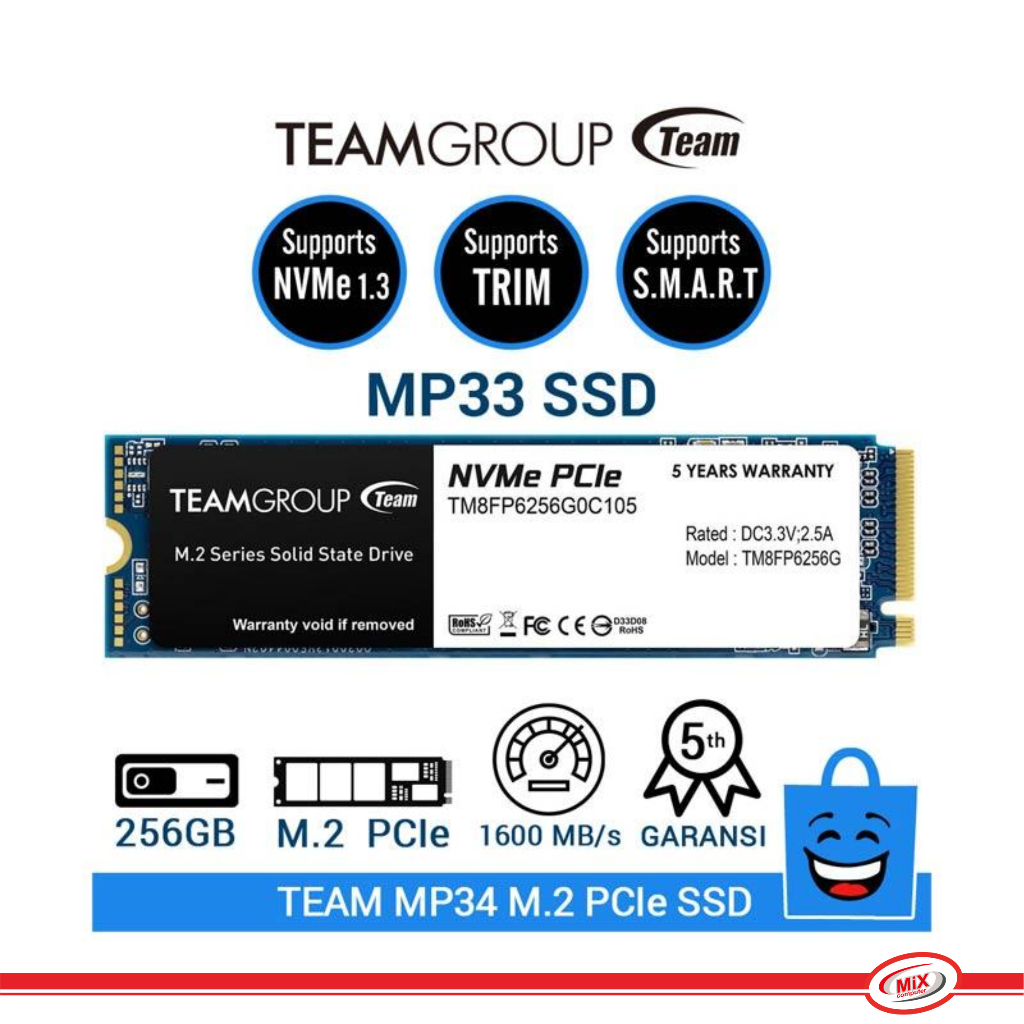 SSD TEAM MP33 M.2 PCIe NVME 256GB [TM8FP6256G0C101]