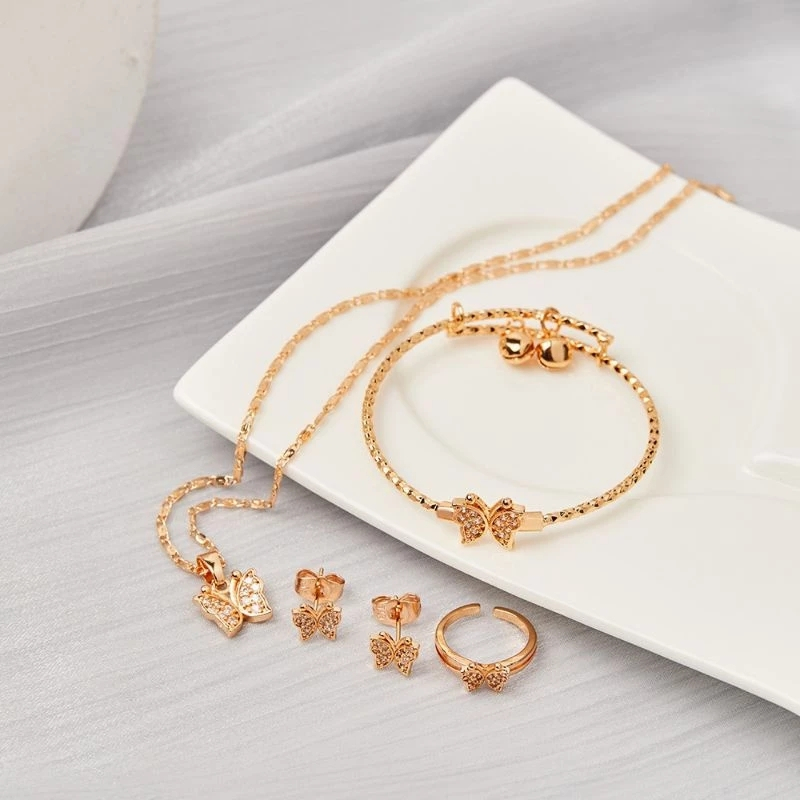 Set Perhiasan Anak Kupu-Kupu Aksesoris Titanium Steel