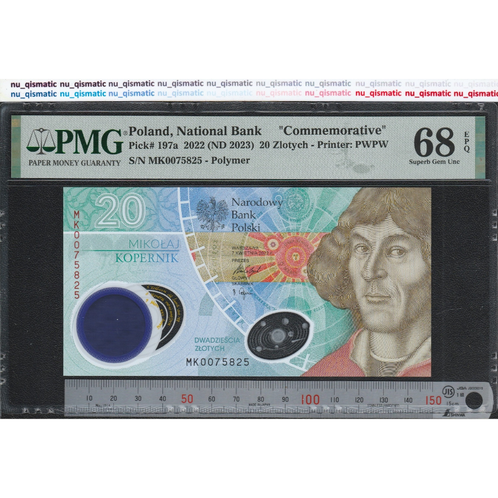 Uang Poland 20 Polandia 20 Zlotych , 2022 , Polymer , PMG 68 EPQ Superb Gem UNC P# 197a
