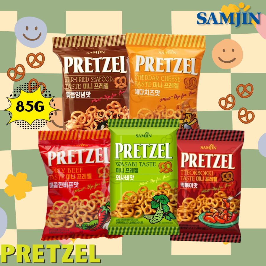 

Samjin Mini Pretzel Korean 85g Kue Kering Rasa Keju Dan Seafood 2 Pouch