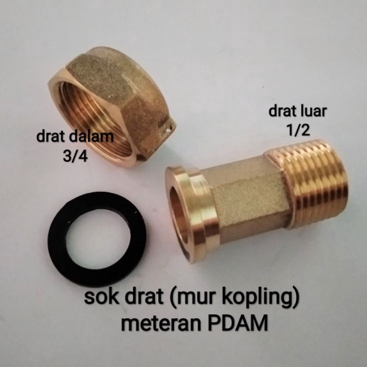 Diskon sekarang kuningan mur kopling meteran PDAM over sok drat luar 12 x 34 drat dalam